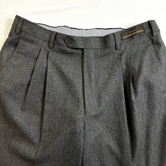 Dei Davico VITALE BARBERIS CANONICO 36x32 Men's Wool Pleated Pants Made In Italy - Picture 1 of 12